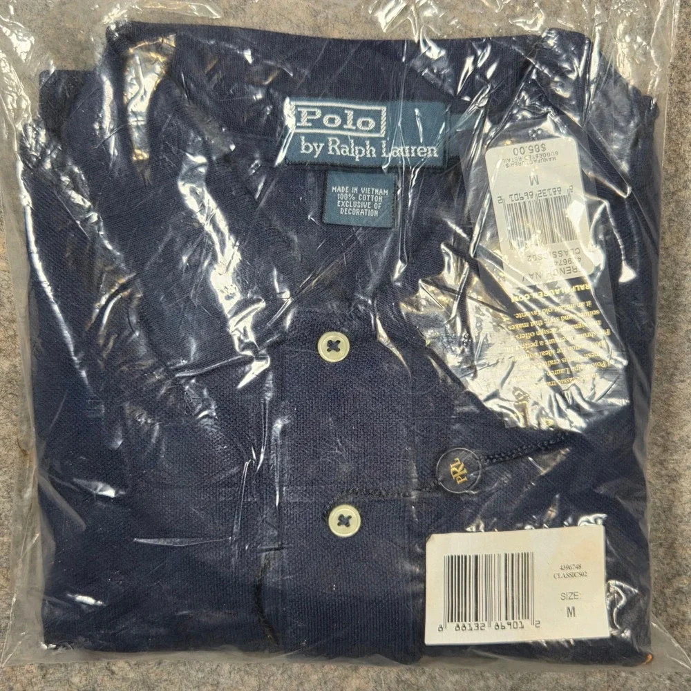 NEW Polo Ralph Lauren Mens Mesh Shirt Polo French Navy Blue Orange Pony M NWT
